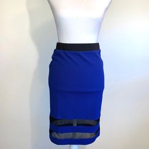 Blue Long Pencil Skirt with Mesh | Forever 21
